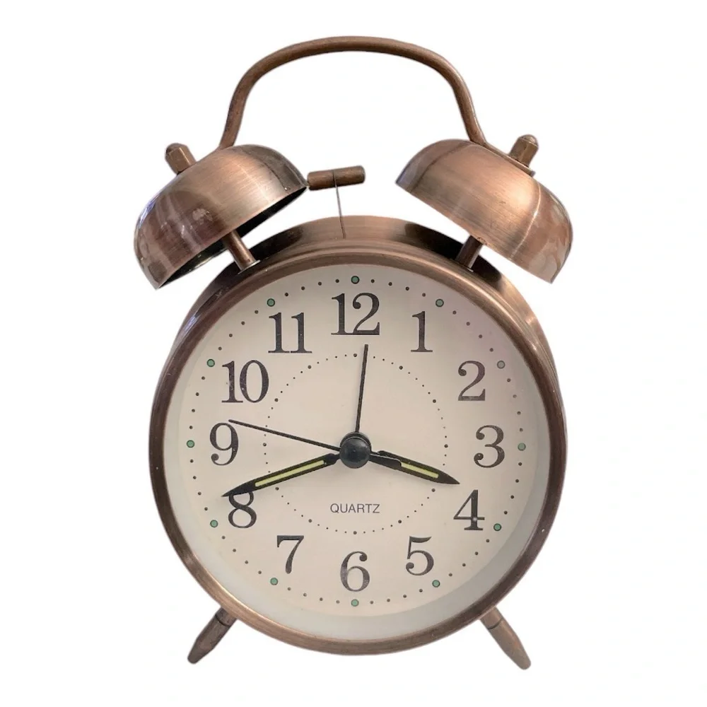 ikasus Desktop Circular Clock Alarm Clock Twin Bell Alarm Clock with Backlight